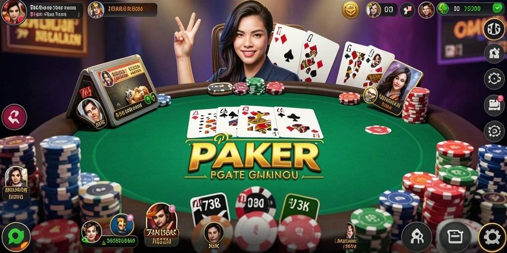 Tampilan gameplay seru dalam permainan Poker 73K.