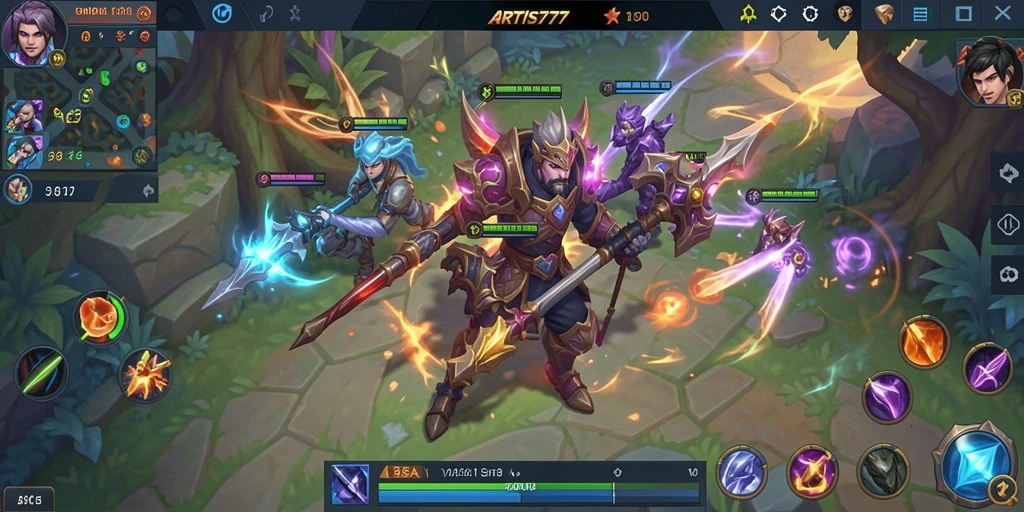 Tangkapan layar dari gameplay seru ARTIS777 dalam pertandingan MOBA.
