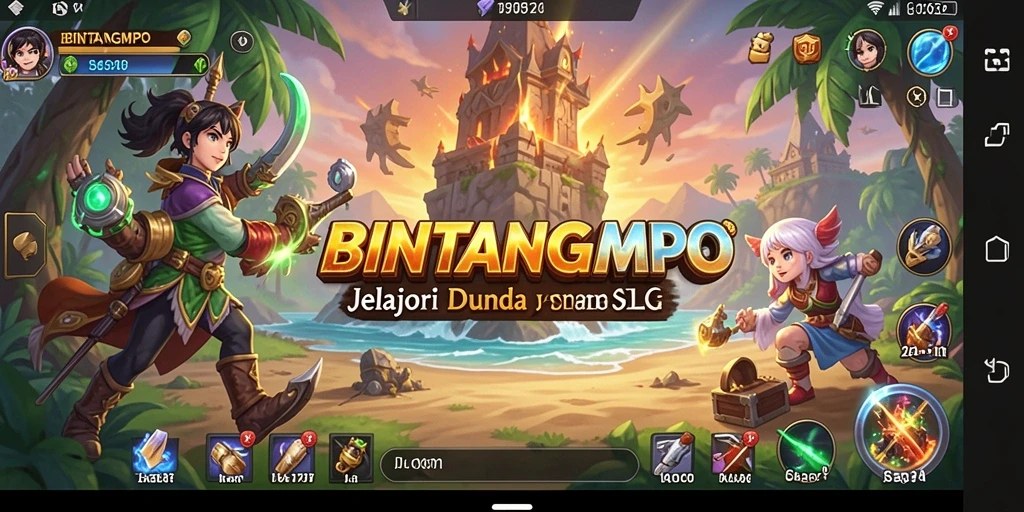 Screenshot utama BINTANGMPO menampilkan aksi seru dalam gameplay SLG.