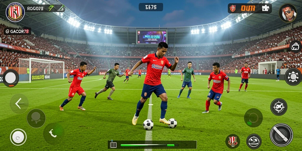 Tampilan gameplay GACOR78 yang menarik dan penuh aksi dalam sepak bola.