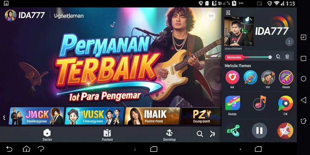 Tampilan gameplay IDA777 yang menarik dengan berbagai pilihan lagu.