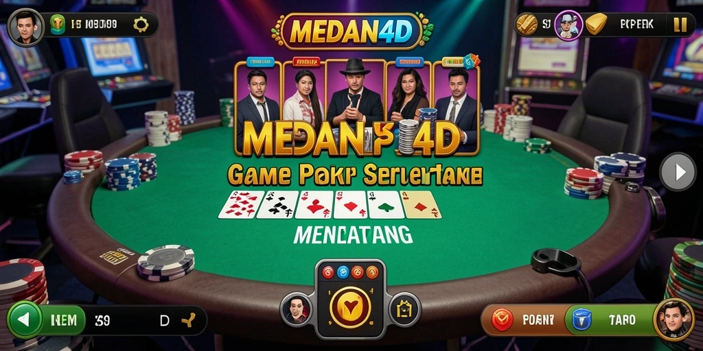 Tampilan gameplay utama <strong>MEDAN4D</strong> dengan suasana Poker yang mendebarkan.