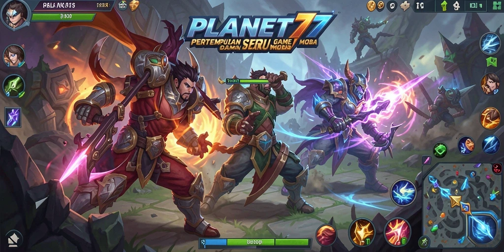Tampilan screenshot menampilkan pertempuran seru dalam gameplay MOBA.