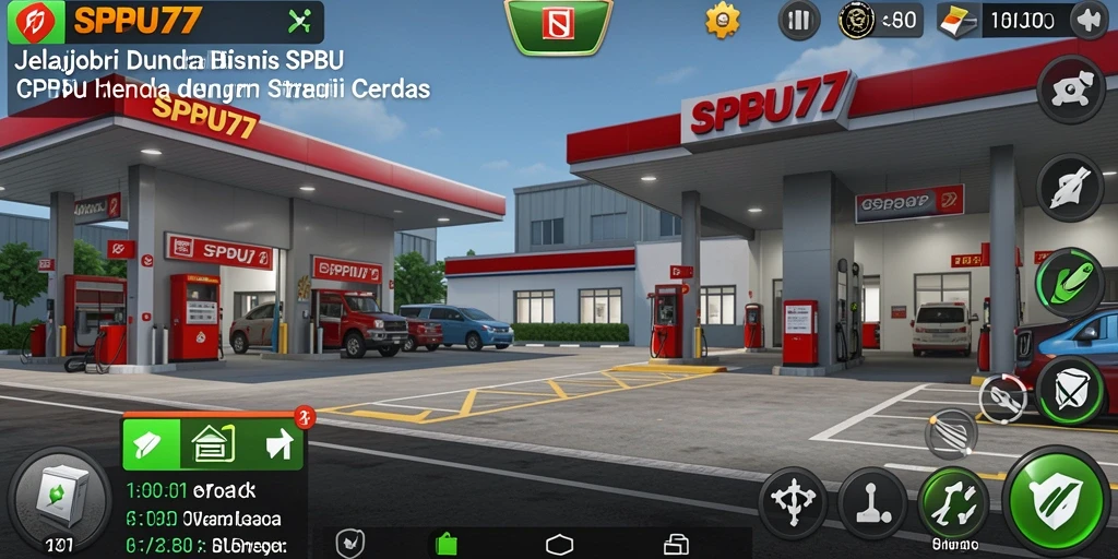 Screenshot menampilkan gameplay menarik SPBU77 dengan strategi pengelolaan SPBU.