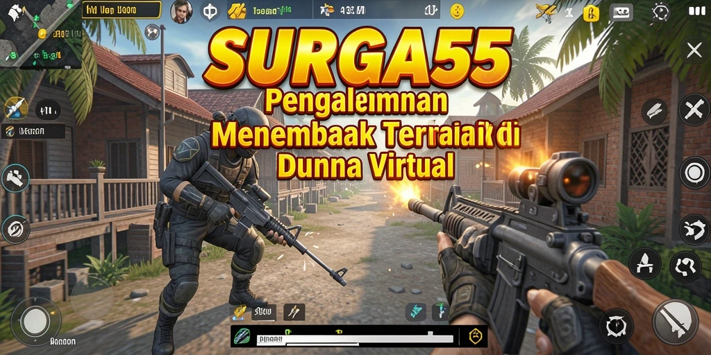 Gameplay menembak seru dalam SURGA55 dengan aksi yang intens.