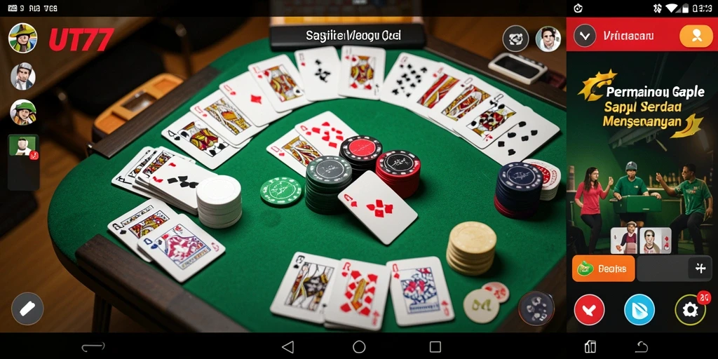 Tampilan gameplay seru UT77 dalam permainan Gaple.