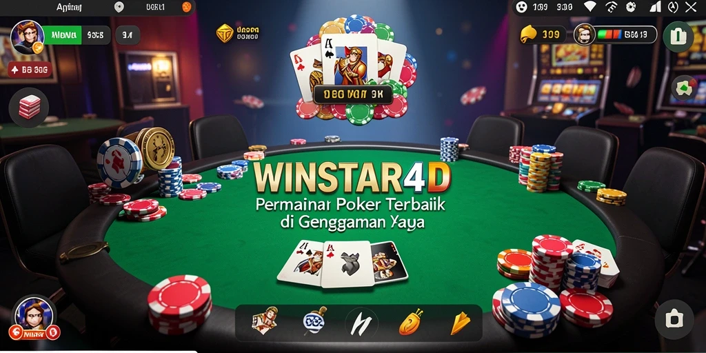 Tampilan gameplay menarik dari aplikasi WINSTAR4D dengan suasana Poker yang nyata.