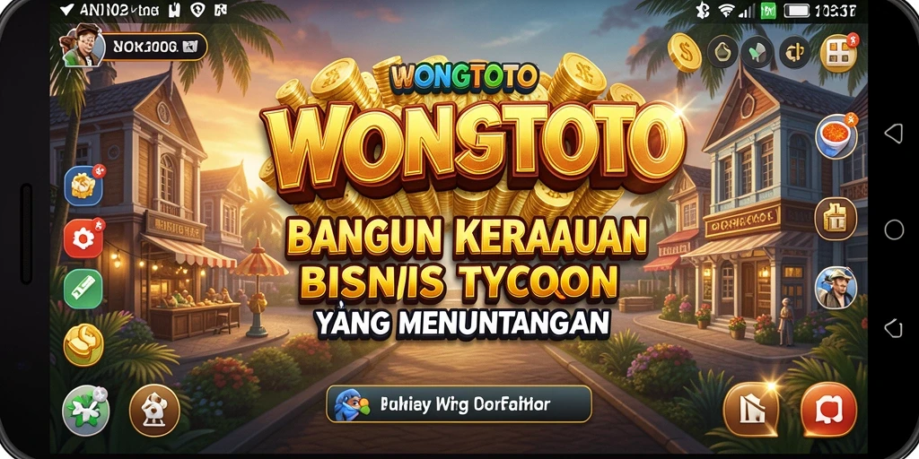 Screenshot utama WONGTOTO menampilkan gameplay seru dalam membangun bisnis.
